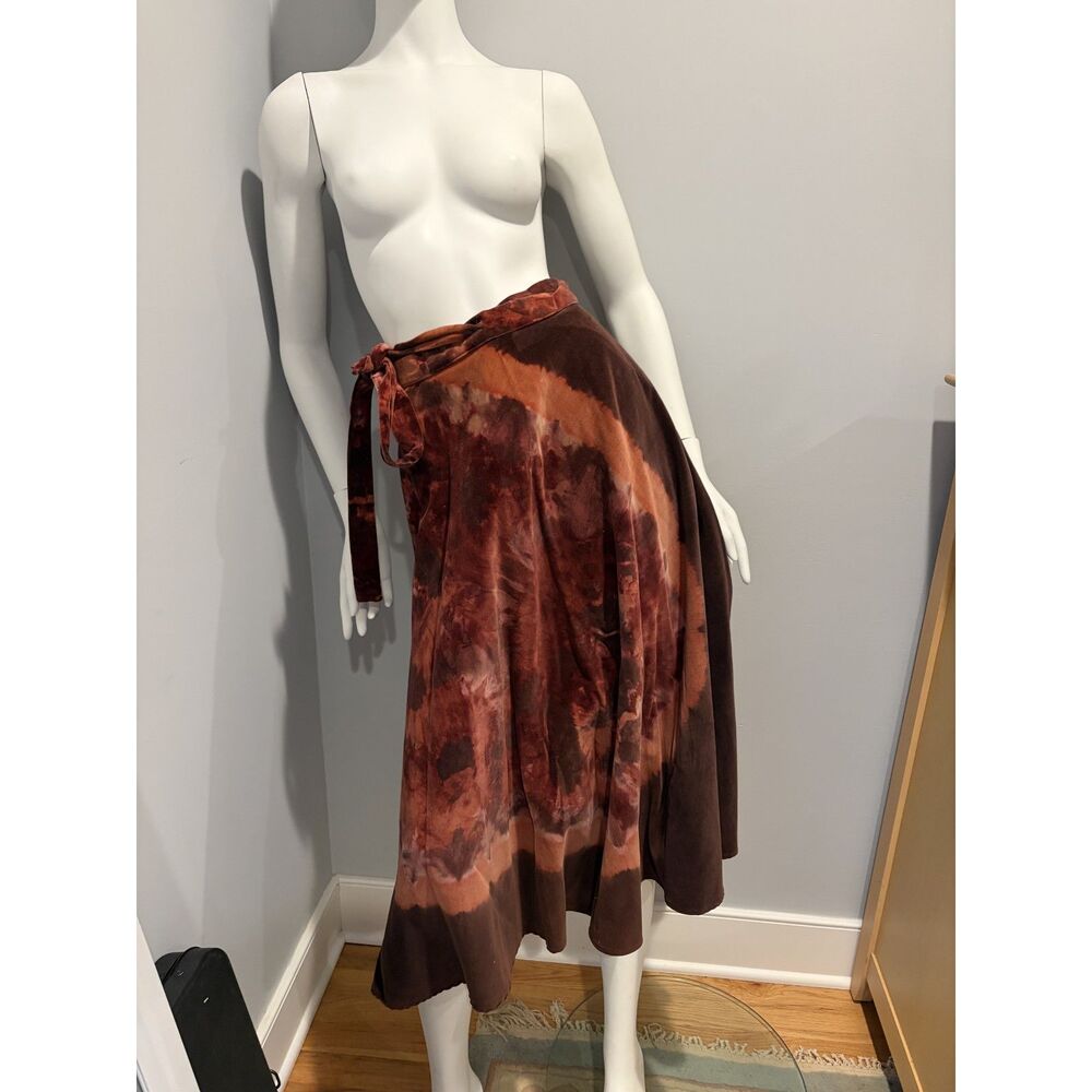 Vintage 1960s-70s boho Burgundy A-line Midi Wrap Skirt